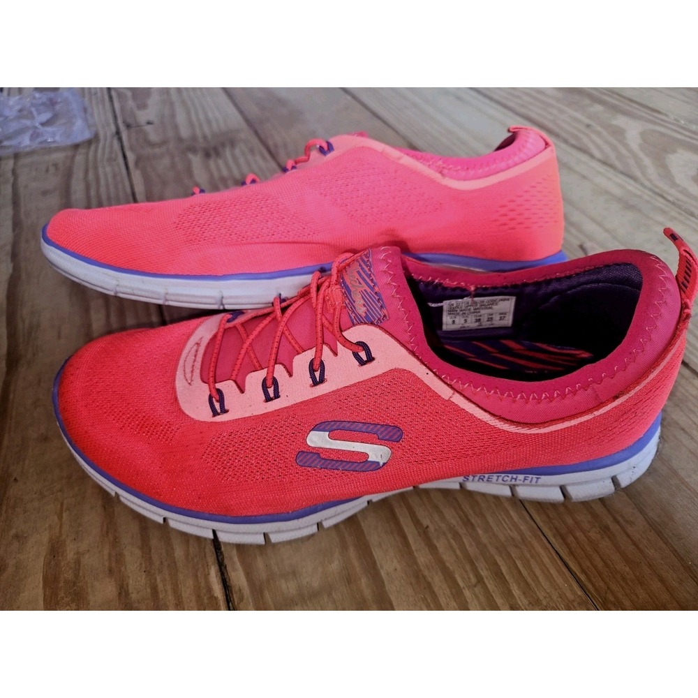 SKECHERS Glider-Zen Bungee Slip On Stretch Sneakers Hot Pink Size 8 Nice!